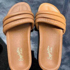 Leather slides